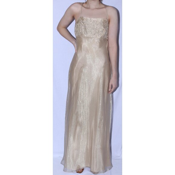 Poly Usa Dresses & Skirts - Poly USA #2334 Floor Length Organza Bridesmaid or Formal Gown-Size S-GOLD